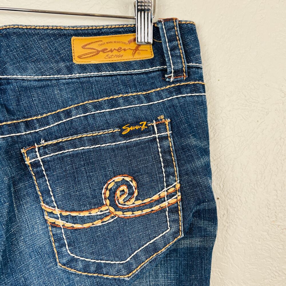 Seven7 Bootcut Dark Wash Jeans Blue Denim - 8 - Picture 4 of 5